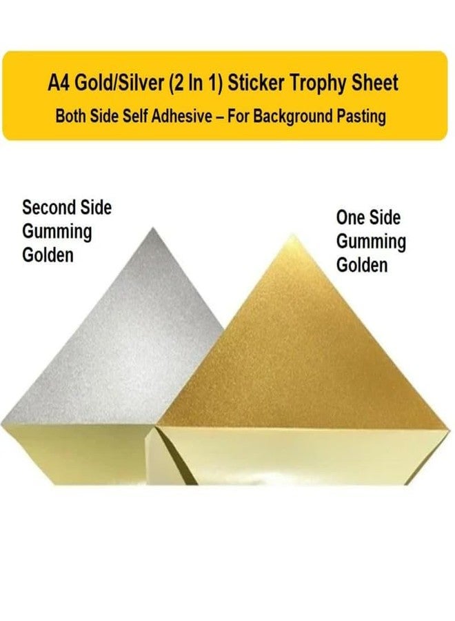 GMP Golden And Silver Self Adhesive Sticker Sheet With Background Pasting For Use Trophy, Medals And Badges 50 sheet - Image 2